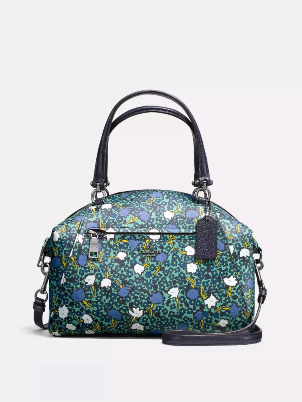 Coach Prairie Satchel Bag 58876 In Polished Pebble Leather With Floral Print